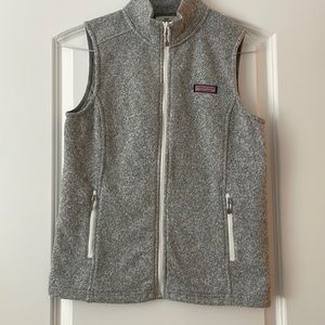 Vineyard Vines Fleece Zip up Vest Light Gray
